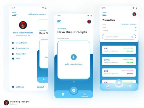 Virtual wallet account shortcut app design 👛 .
